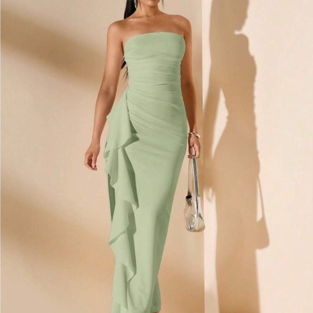 Shein Strapless Lime Green Dress (NWT)